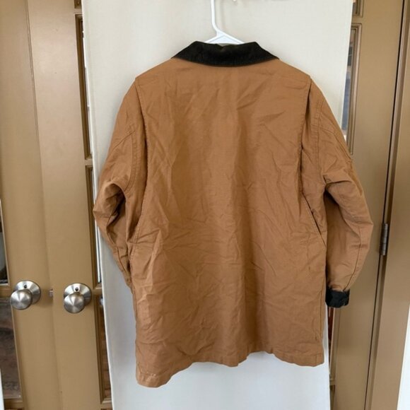 L.L. Bean Womens Medium Tan Button Up Field Barn Jacket Coat Corduroy Trim - Picture 8 of 11